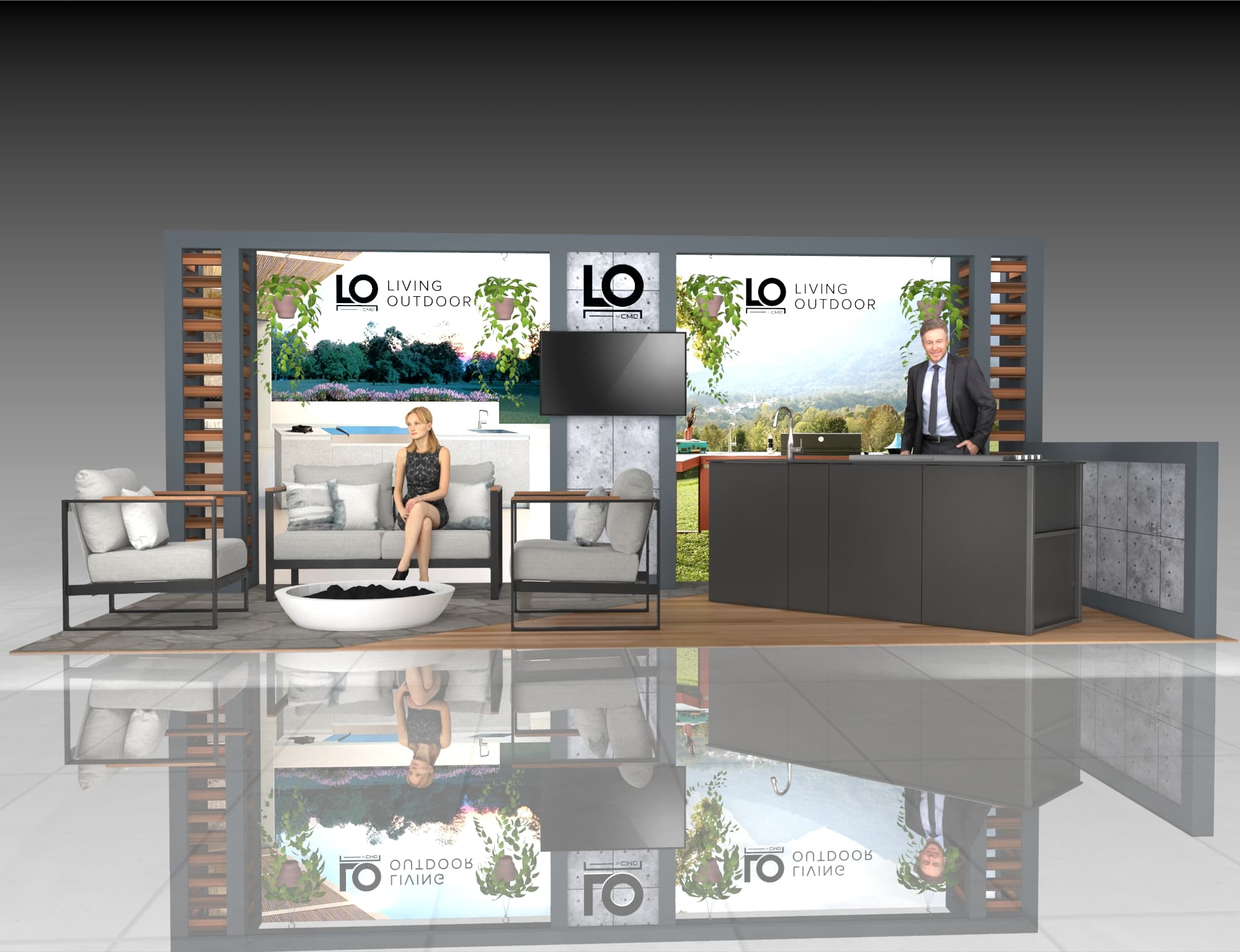 10x20 Expo Booth Rental – Modern Outdoor Living Exhibit