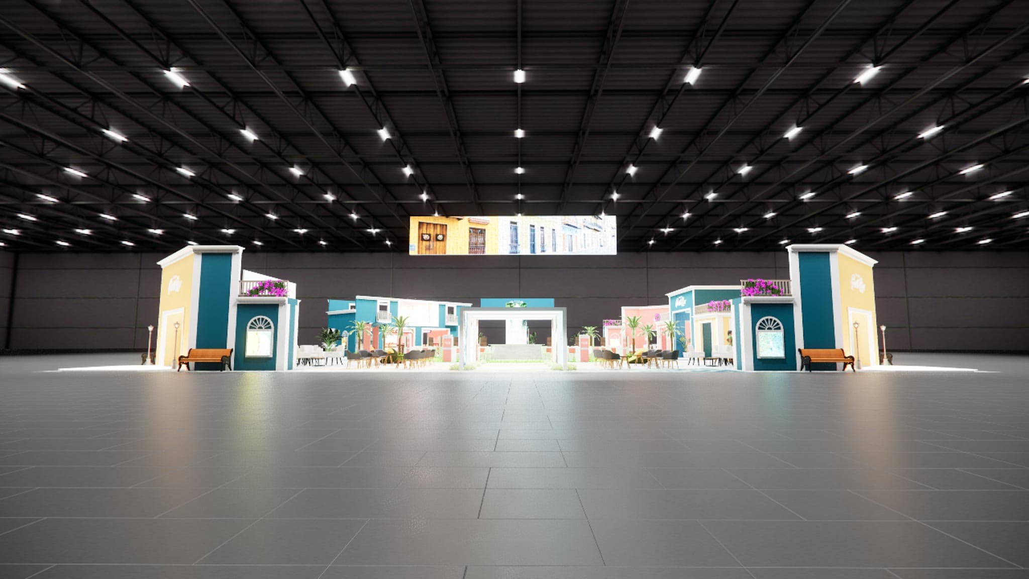 120×120 Exhibits representative exhibit 120 x 120 Double Deck Trade Show Booth Rental