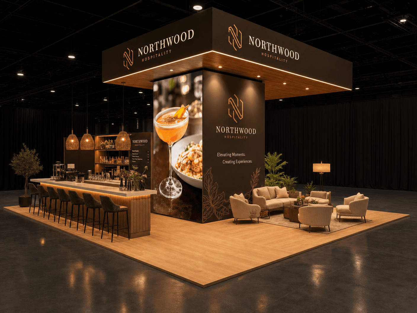 HD Expo 20x20 LED Video Wall Exhibit for Hospitality Brands